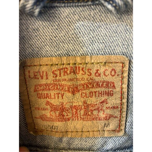 Levi’s Standard Truckers Denim Jean jacket #70507red tag medium M worn spots on - Picture 2 of 9